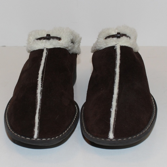 NWOT Talbots Suede Wool Lined Outdoor Slippers 10 - Picture 1 of 8